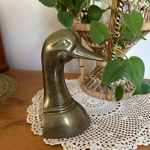 Brass duck bookend